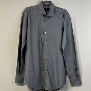 Circle of Gentlemen Gray Cotton Men's Button Dress Shirt Size 42/16.5 Neck